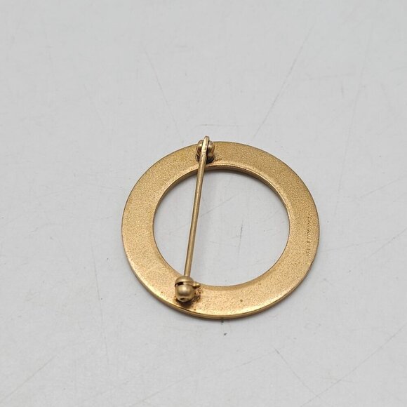 Vintage Wells 12K Gold-Filled Circle Pin Brooch Round Open Design - Picture 3 of 5